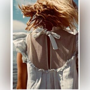 RARE NWT Innika Choo linen bib front short dress in mint green OS